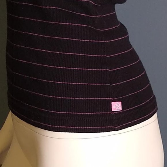 Jockey Women's 100% Cotton Maroon Pink Stripe Racerback Tank Top Size Small - Picture 5 of 6